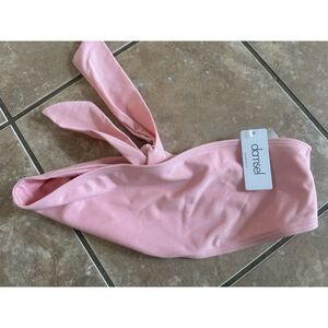 NWT Damsel L Tube Swim Bikini Top Glittery Candy Pink Tie Swimwear